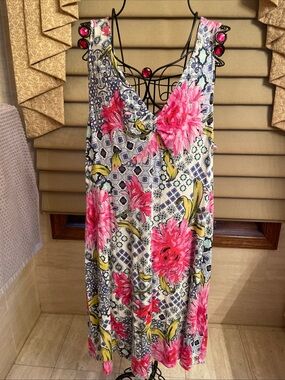 RONNI NICOLE pullover Colorful Paisley Floral Sleeveless Tank Dress Size XL